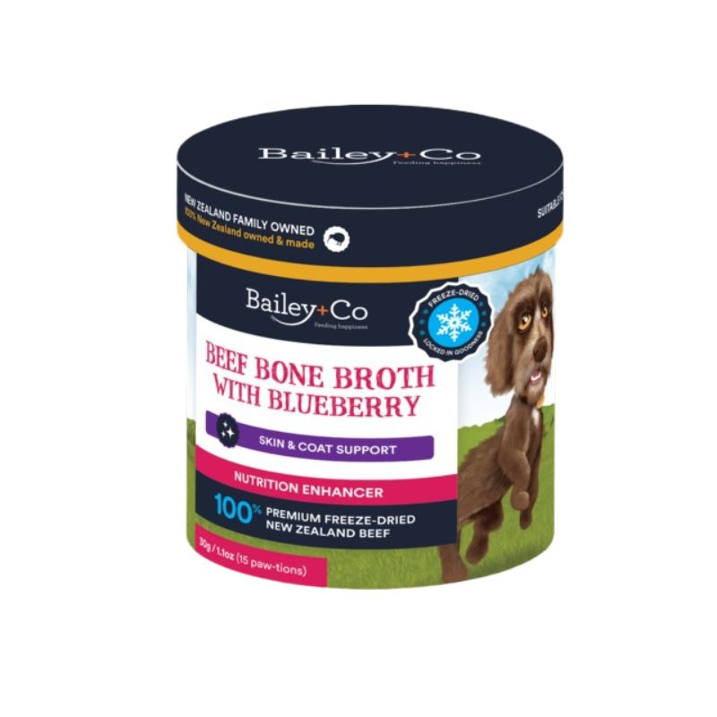 Bailey+Co Dissolvable Freeze Dried Bone Broth + Blueberry (Skin Coat Health) [2 Sizes]