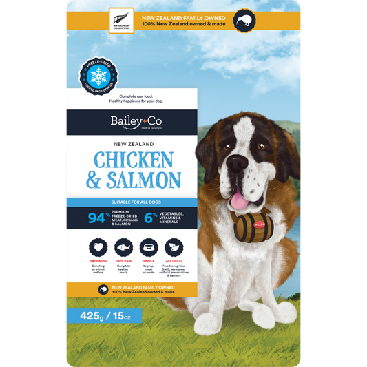 Bailey+Co Freeze Dried Complete Chicken & Salmon Diet/Training Aid For Dogs - [3 Sizes]