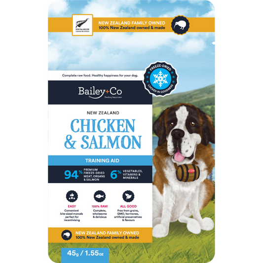 Bailey+Co Freeze Dried Complete Chicken & Salmon Diet/Training Aid For Dogs - [3 Sizes]