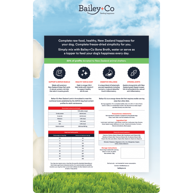 Bailey+Co Freeze Dried Complete Lamb Diet/Training Aid For Dogs - [2 Sizes]