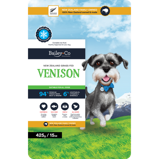 Bailey+Co Freeze Dried Complete Venison Diet/Training Aid For Dogs - [3 Sizes]