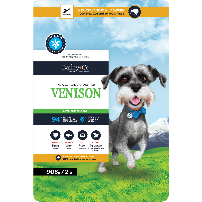 Bailey+Co Freeze Dried Complete Venison Diet/Training Aid For Dogs - [3 Sizes]