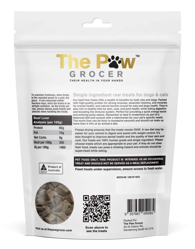 The Paw Grocer Beef Liver Freeze-Dried Treats 90g