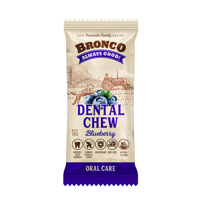 [Bundle of 12] Bronco Dental Chew Blueberry 18g