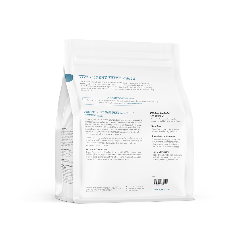 Boneve Beef & Chicken Digestive & Immune Support Grain Free Freeze Dried Raw Cat Food [2 Sizes]