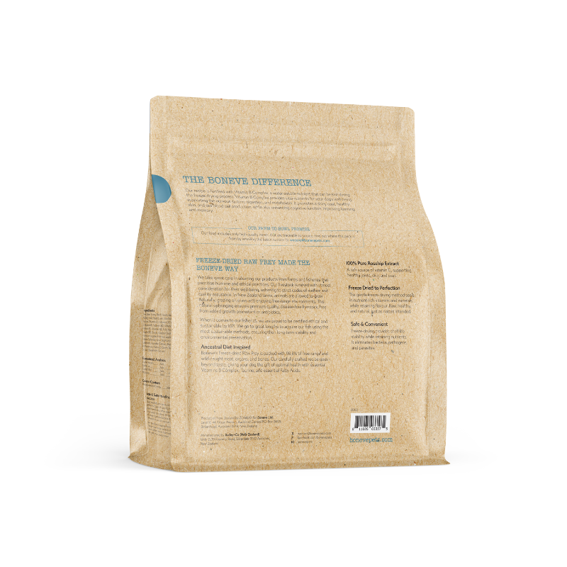 Boneve Beef & Hoki Skin & Coat Support Grain Free Freeze Dried Raw Dog Food [2 Sizes]