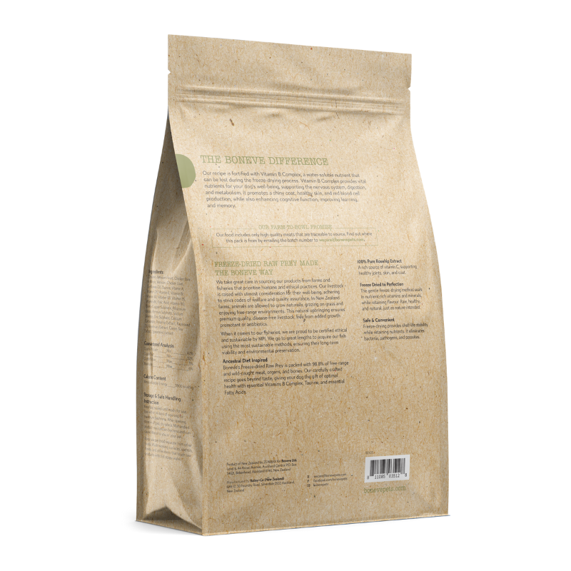Boneve Chicken & Venison Digestive & Immune Support Grain Free Freeze Dried Raw Dog Food [2 Sizes]