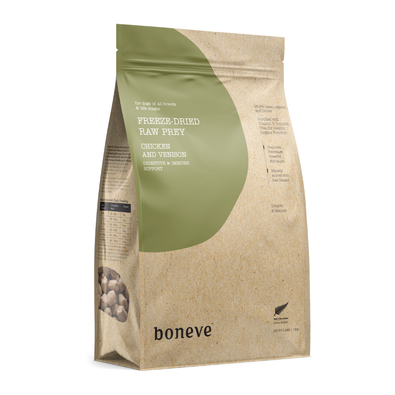 Boneve Chicken & Venison Digestive & Immune Support Grain Free Freeze Dried Raw Dog Food [2 Sizes]
