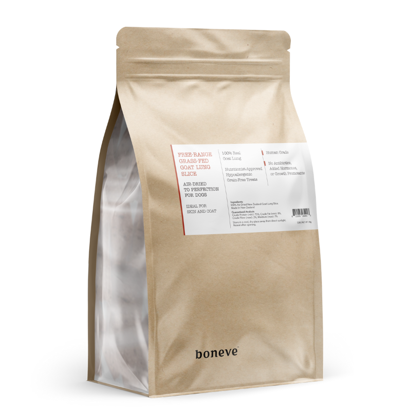 Boneve Earthmade Free Range Grass Fed Goat Lung Slice Air Dried Dog Treats - 70g