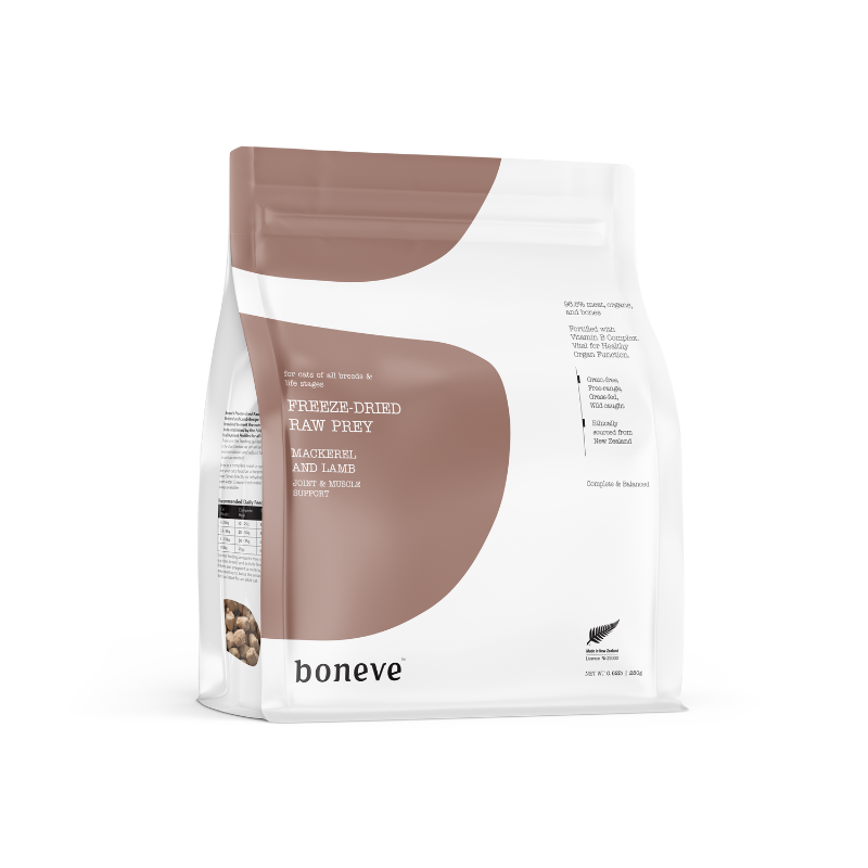 Boneve Mackerel & Lamb Joint & Muscle Support Grain Free Freeze Dried Raw Cat Food [2 Sizes]