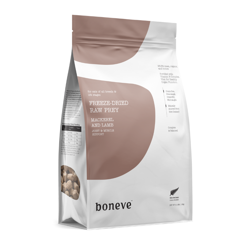 Boneve Mackerel & Lamb Joint & Muscle Support Grain Free Freeze Dried Raw Cat Food [2 Sizes]