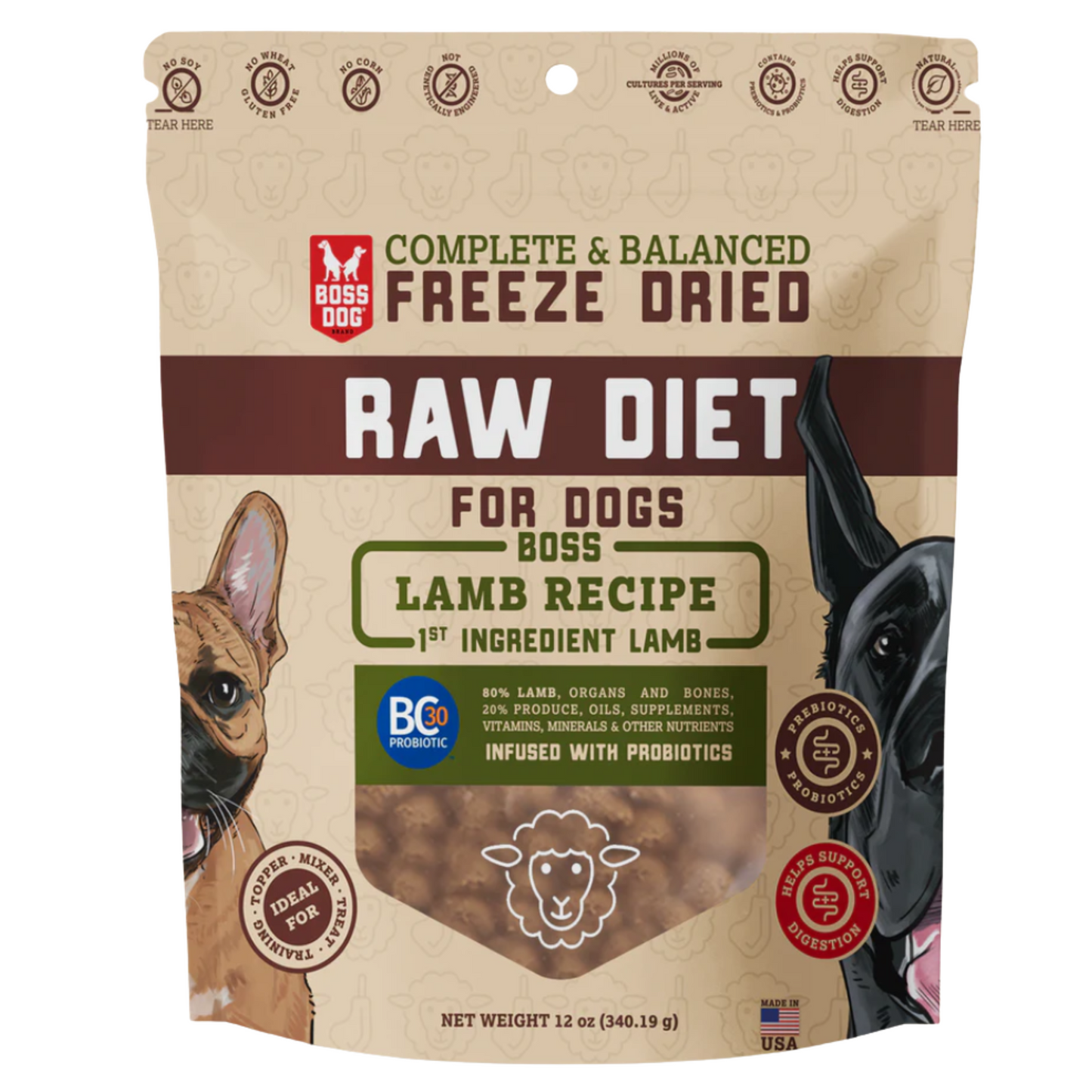 Boss Dog Lamb Grain Free Freeze Dried Raw Dog Food - 12oz