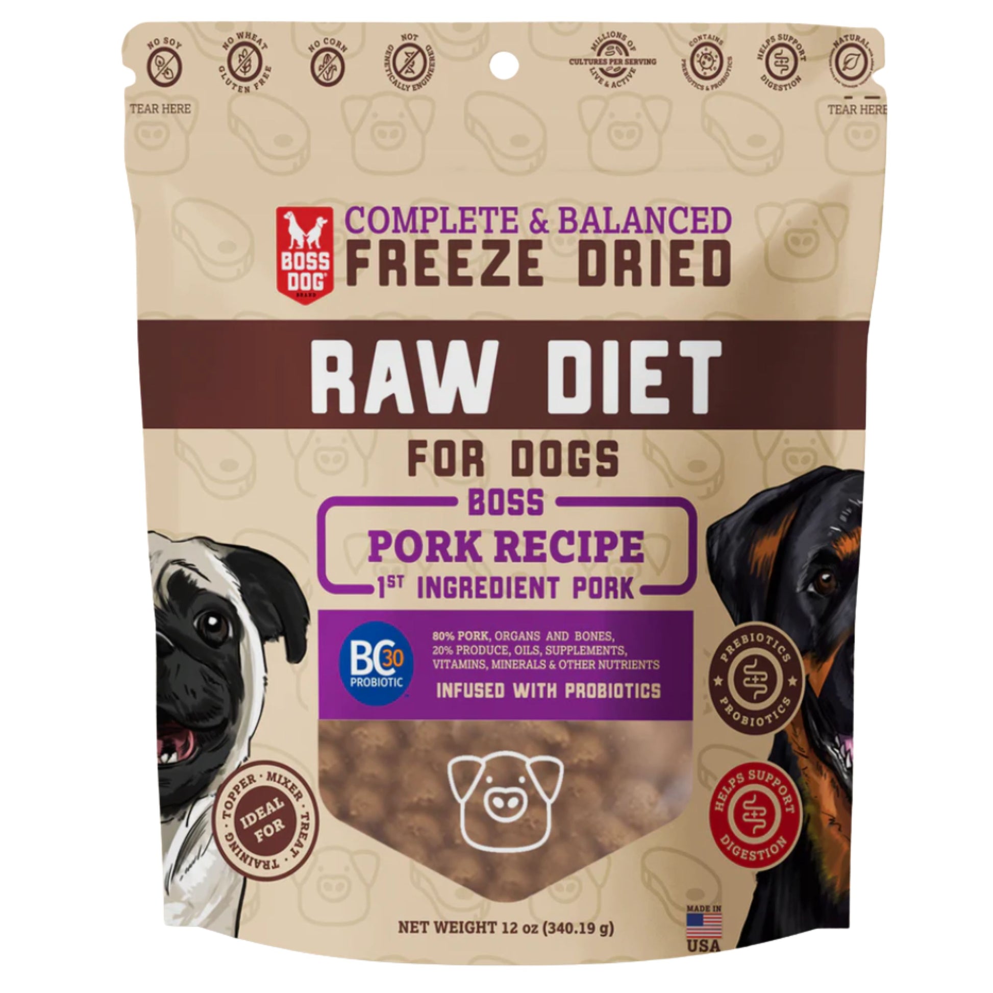 Boss Dog Pork Grain Free Freeze Dried Raw Dog Food - 12oz