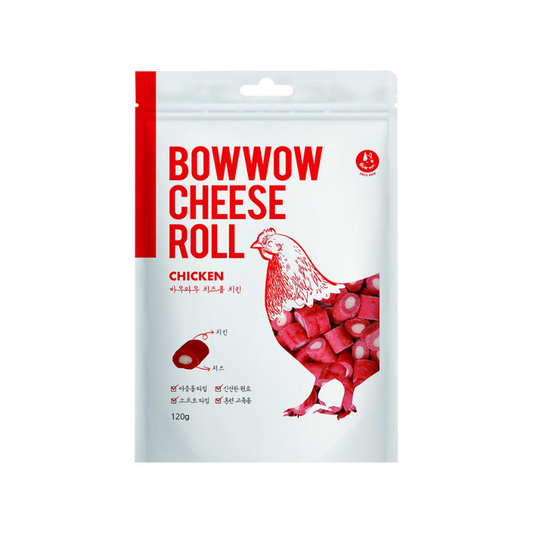 Bow Wow Chicken Cheese Roll Dog Treat - 120g