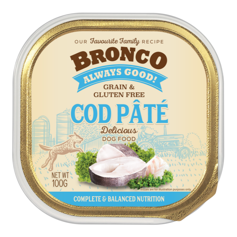 Bronco Cod Pate Tray For Dogs - 100g