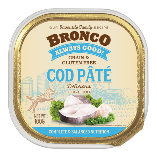 Bronco Cod Pate Tray For Dogs - 100g