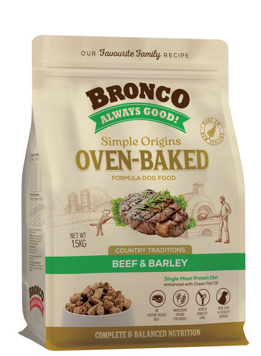 Bronco Simple Origins Oven-baked Country Traditions Beef & Barley Formula Dry Dog Food