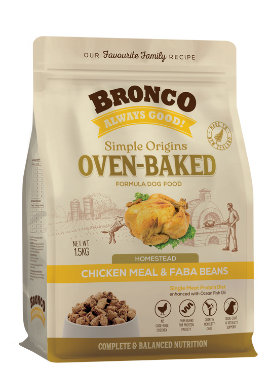 Bronco Simple Origins Oven-baked Homestead Chicken Meal & Faba Beans Formula Dry Dog Food