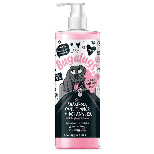 Bugalugs 3 In 1 Raspberry And Lemon Dog Shampoo 500ml