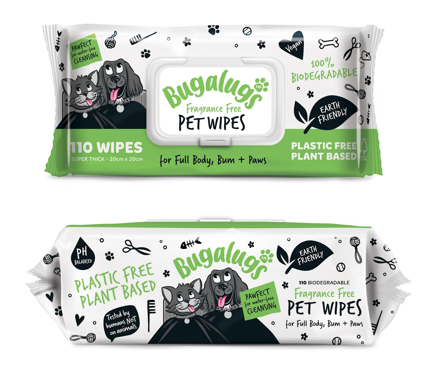 Bugalugs Biodegradable Pet Wipes (110)