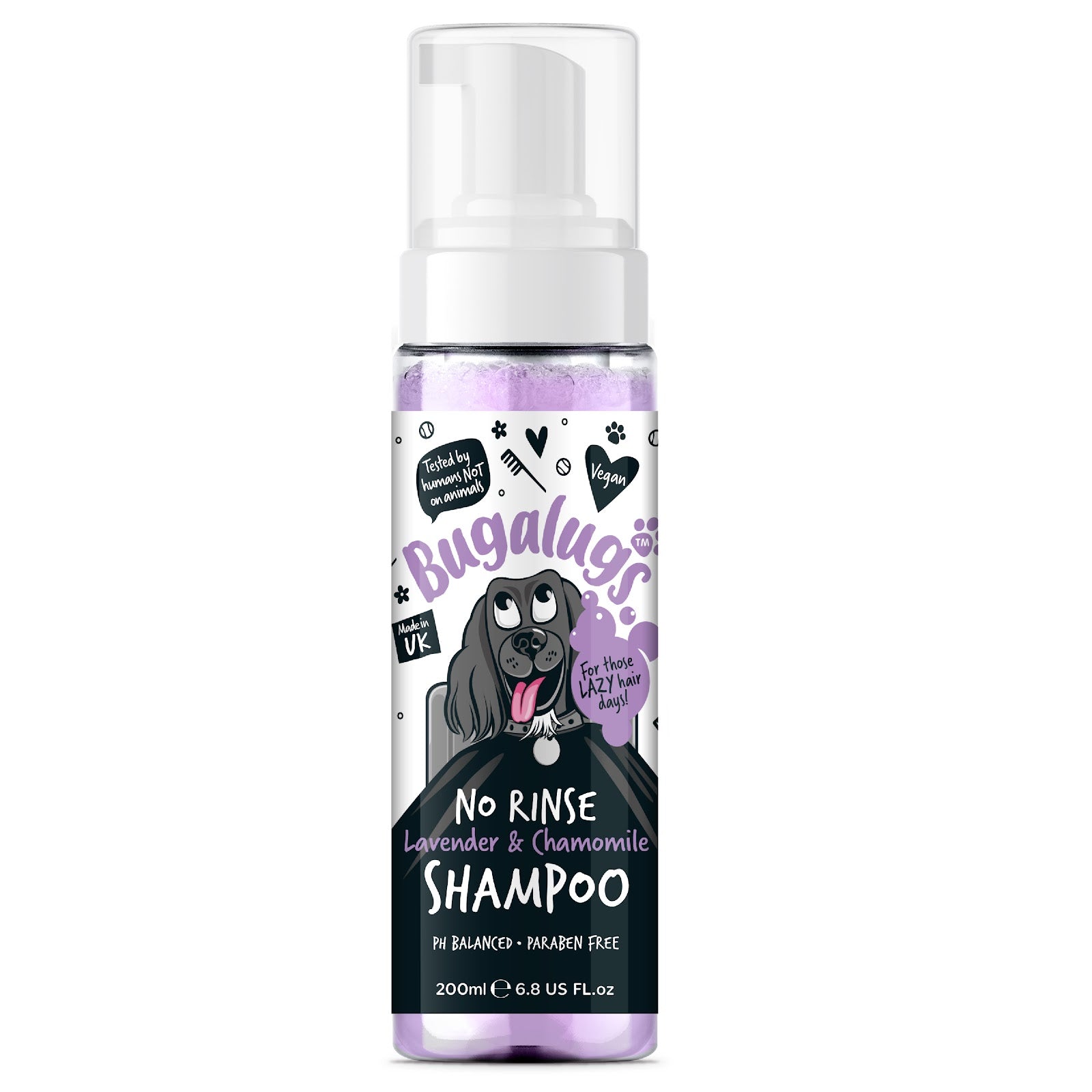 Bugalugs Lavendar & Chamomile No Rinse Dog Shampoo 200ml
