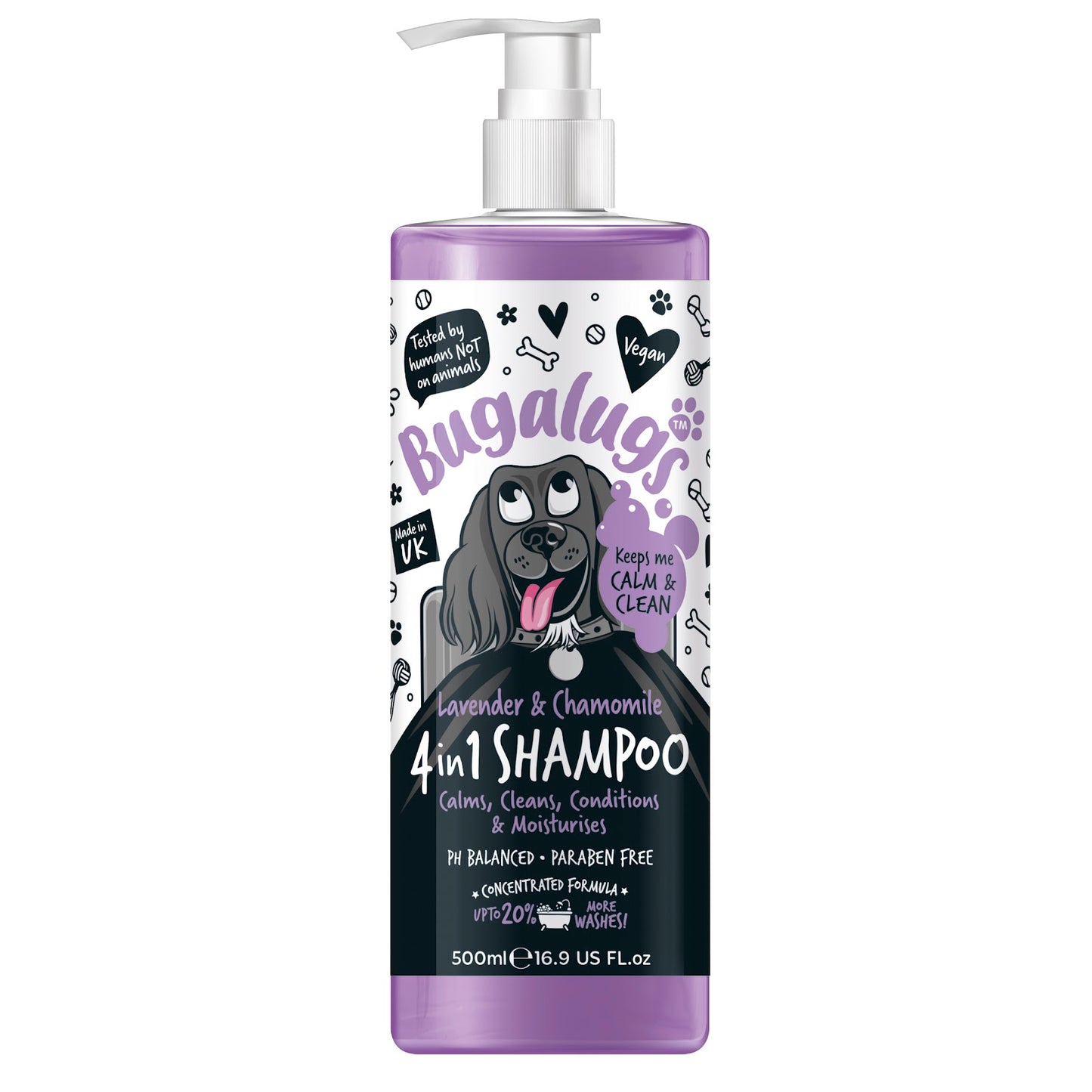 Bugalugs Lavender & Chamomile (4 In 1) Dog Shampoo 500ml
