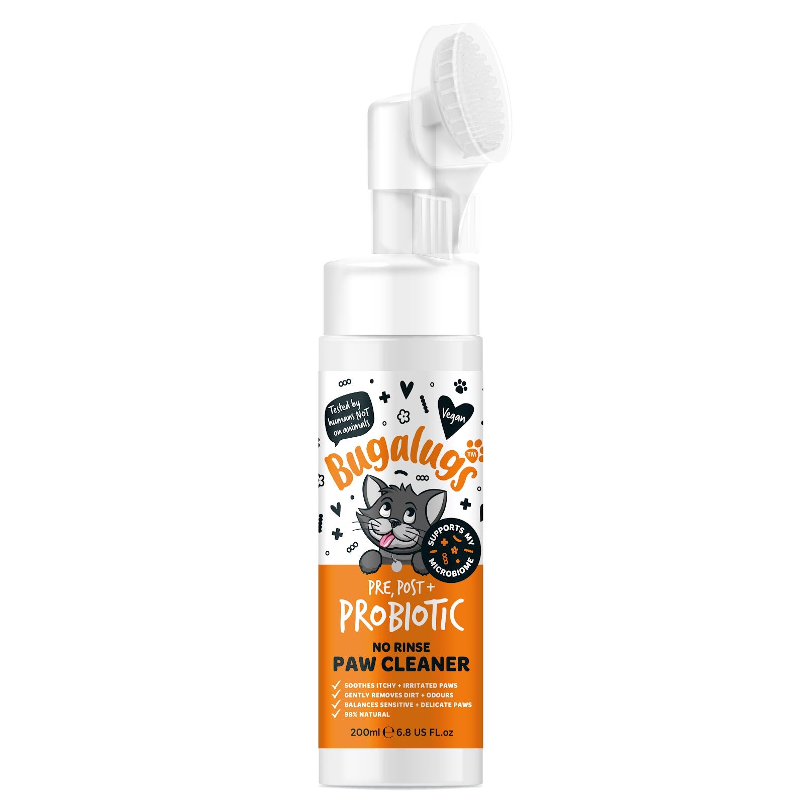 Bugalugs Pre, Post & Probiotic No Rinse Paw Cleaner Cat 200ml