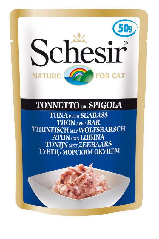 Schesir Tuna with Seabass Adult Pouch 50g x 12