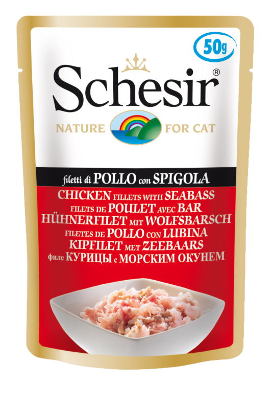 Schesir Chicken Fillets With Seabass Adult Pouch 50g x 12