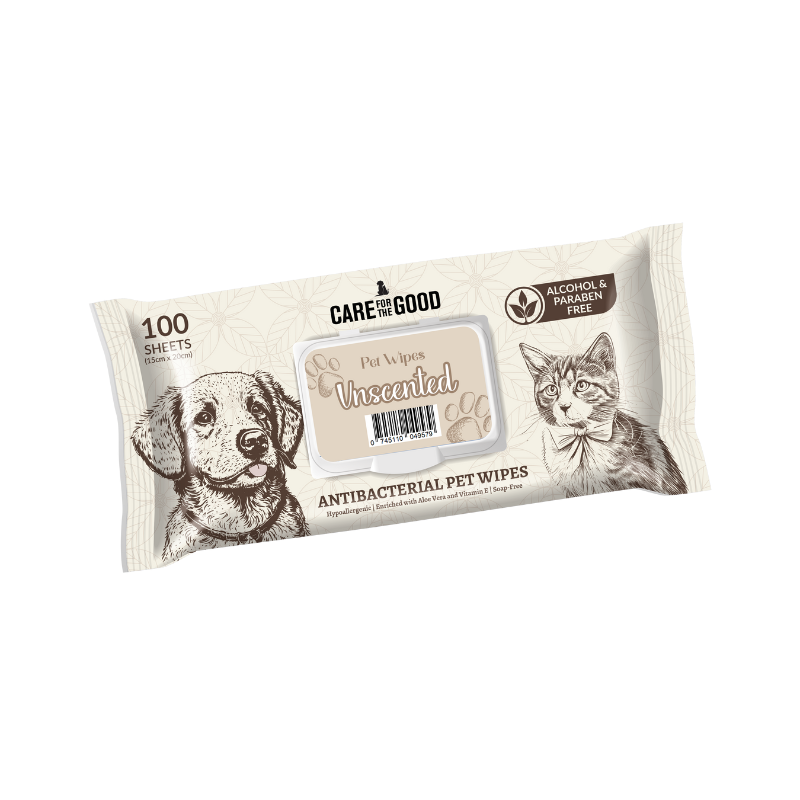 Care For The Good Antibacterial Pet Wipes For Cats & Dogs Unscented - 100pcs