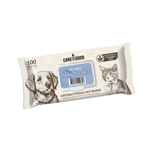 Care For The Good Antibacterial Pet Wipes For Cats & Dogs Baby Powder - 100pcs