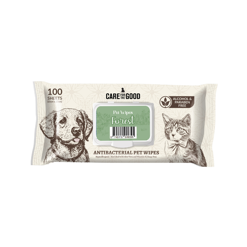 Care For The Good Antibacterial Pet Wipes For Cats & Dogs Forest - 100pcs