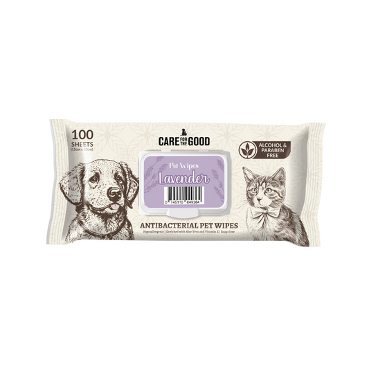 Care For The Good Antibacterial Pet Wipes For Cats & Dogs Lavender - 100pcs