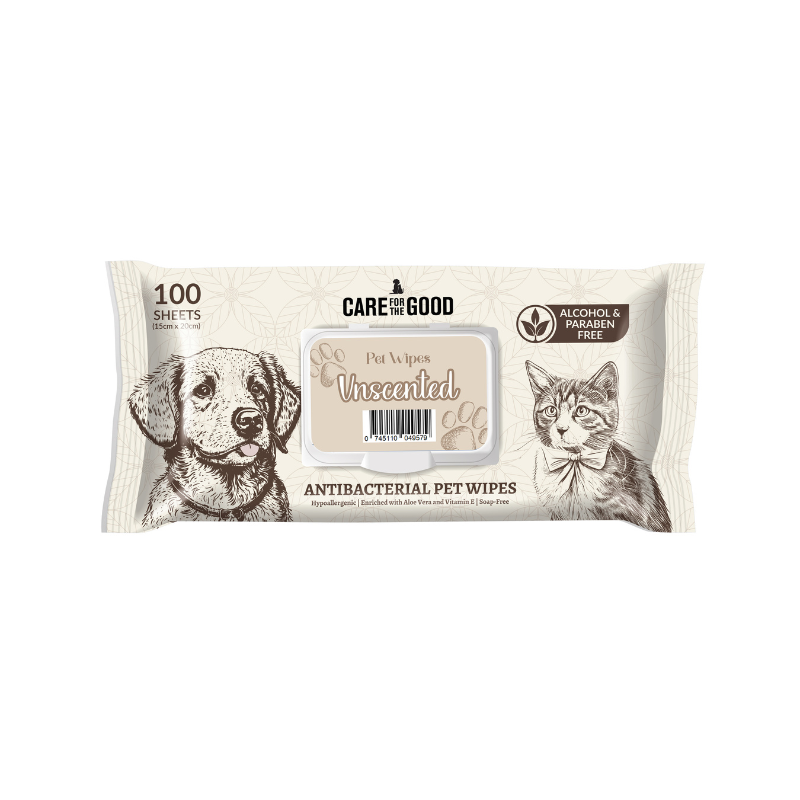 Care For The Good Antibacterial Pet Wipes For Cats & Dogs Unscented - 100pcs