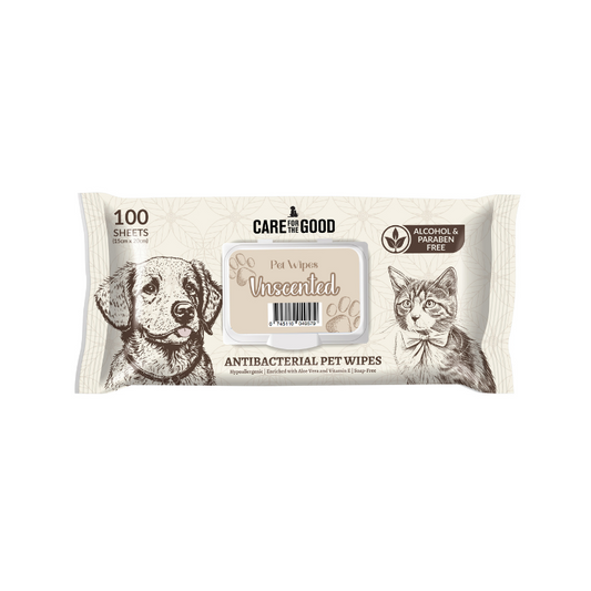 Care For The Good Antibacterial Pet Wipes For Cats & Dogs Unscented - 100pcs