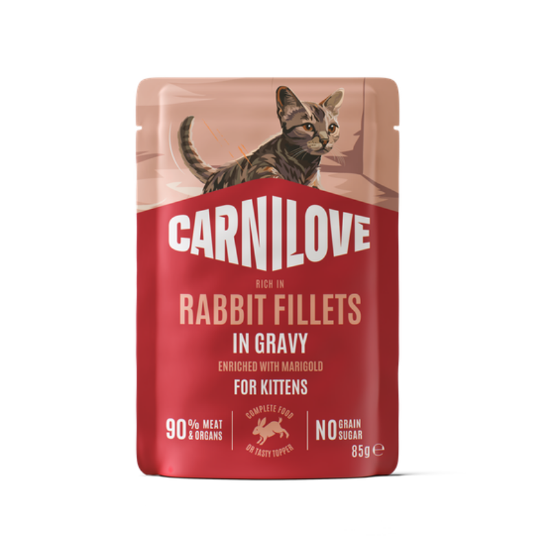 Carnilove Cat Pouch Gravy Rich In Rabbit Enriched With Marigold For Kittens 85g