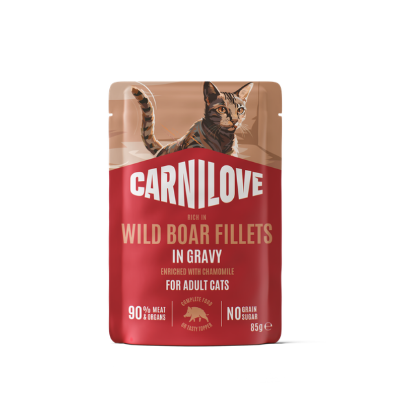 Carnilove Cat Pouch Gravy Rich In Wild Boar Enriched With Chamomile 85g