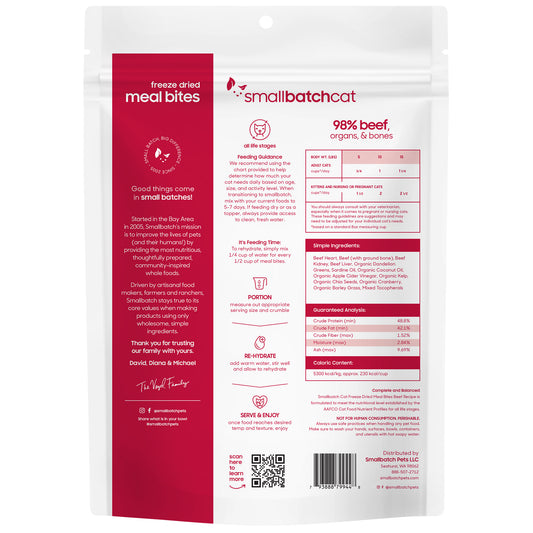 Smallbatch Freeze Dried Beef Bites For Cats 10oz