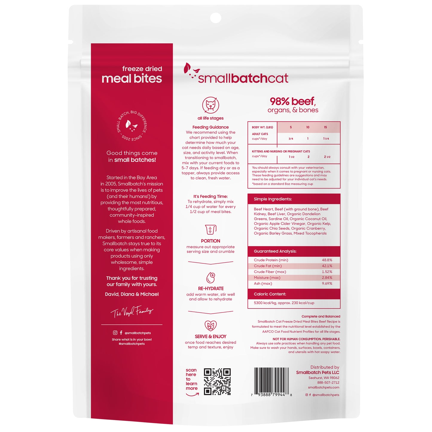 Smallbatch Freeze Dried Beef Bites For Cats 10oz