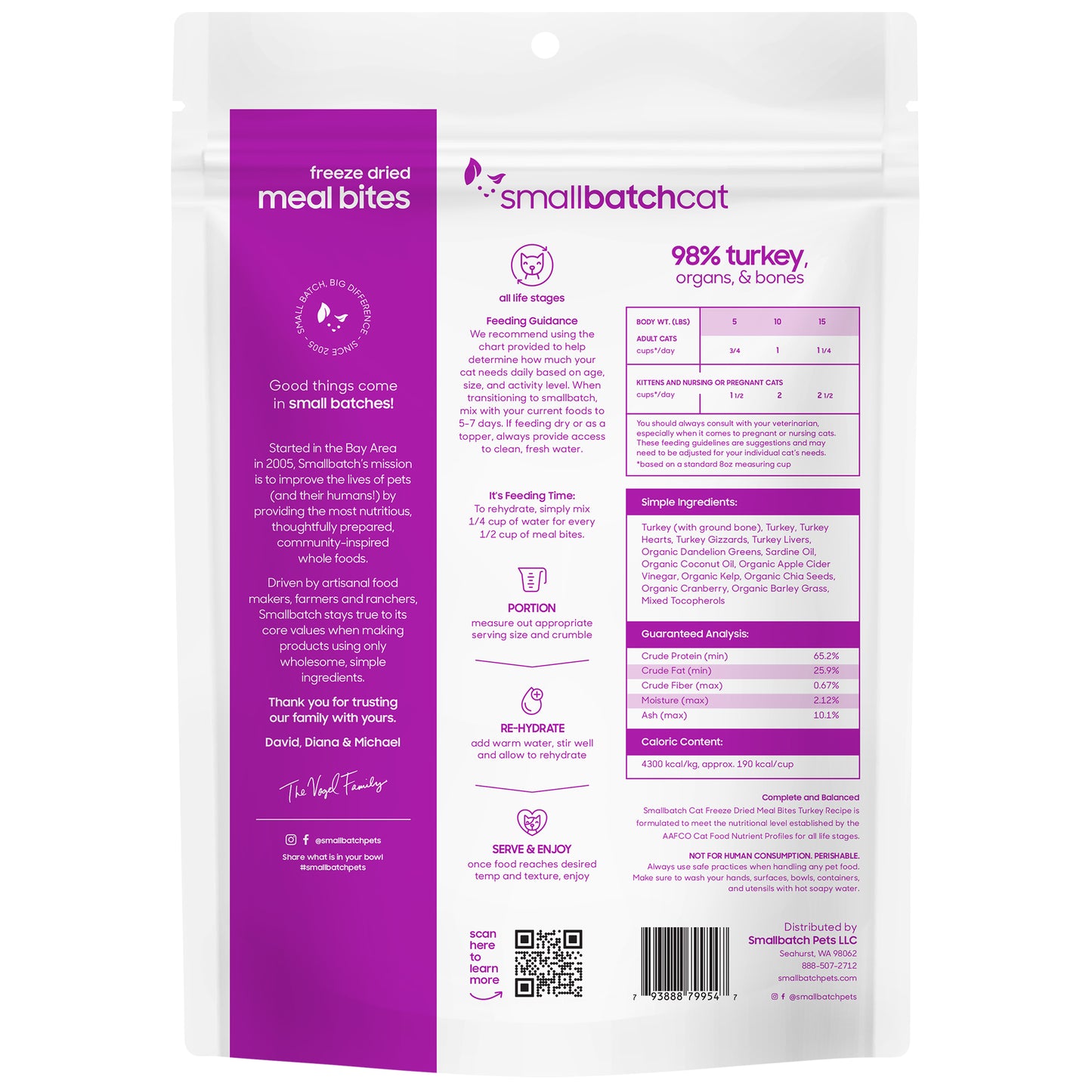 Smallbatch Freeze Dried Turkey Bites For Cats 10oz