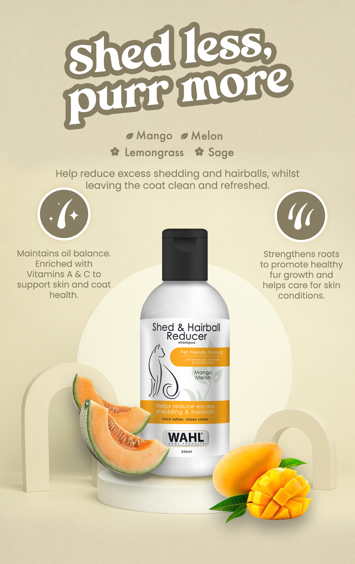 Wahl Cat Shed & Hairball Shampoo