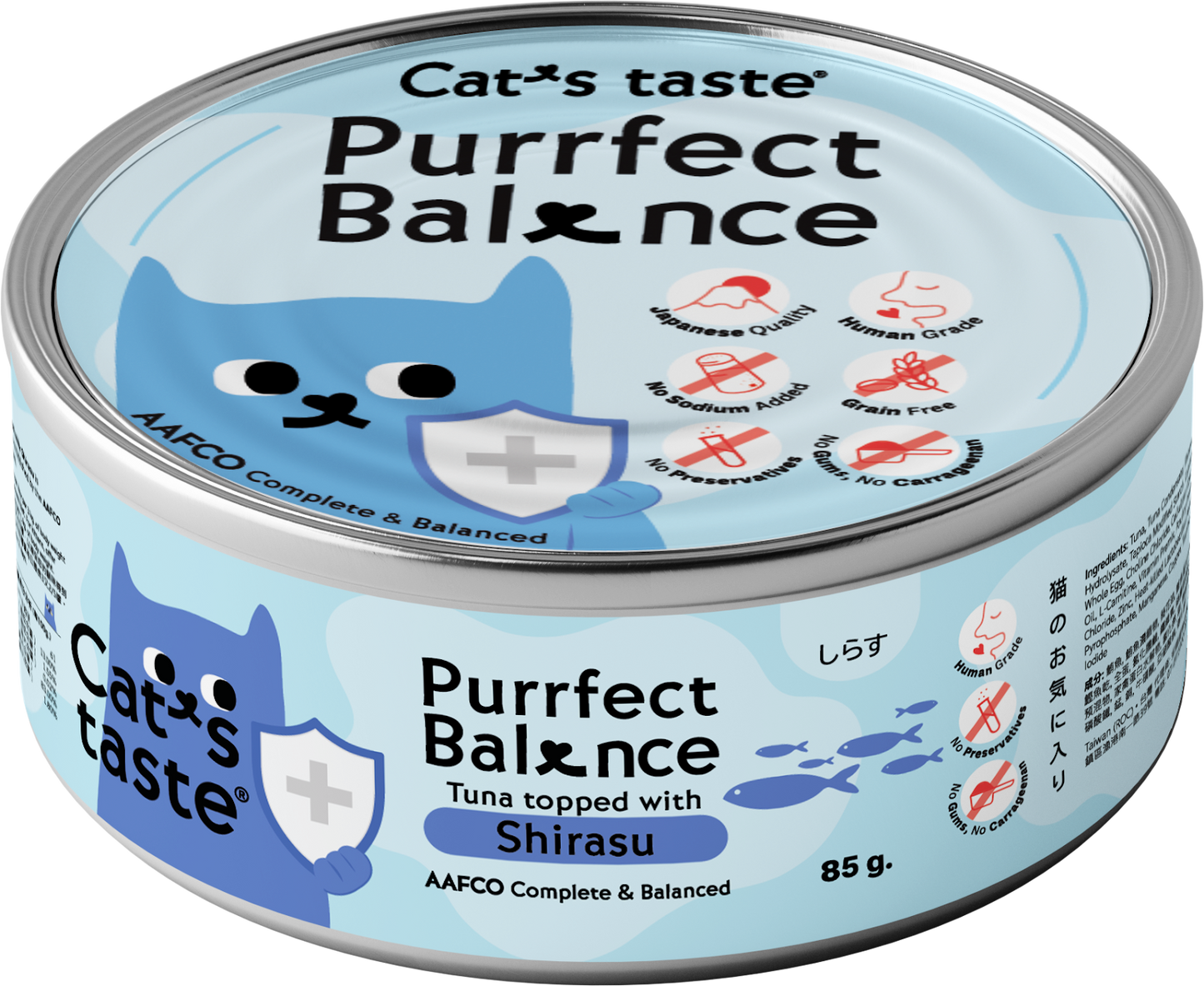 Cat's Taste Purrfect Balance Tuna Topped With Shirasu In Gravy Can Food