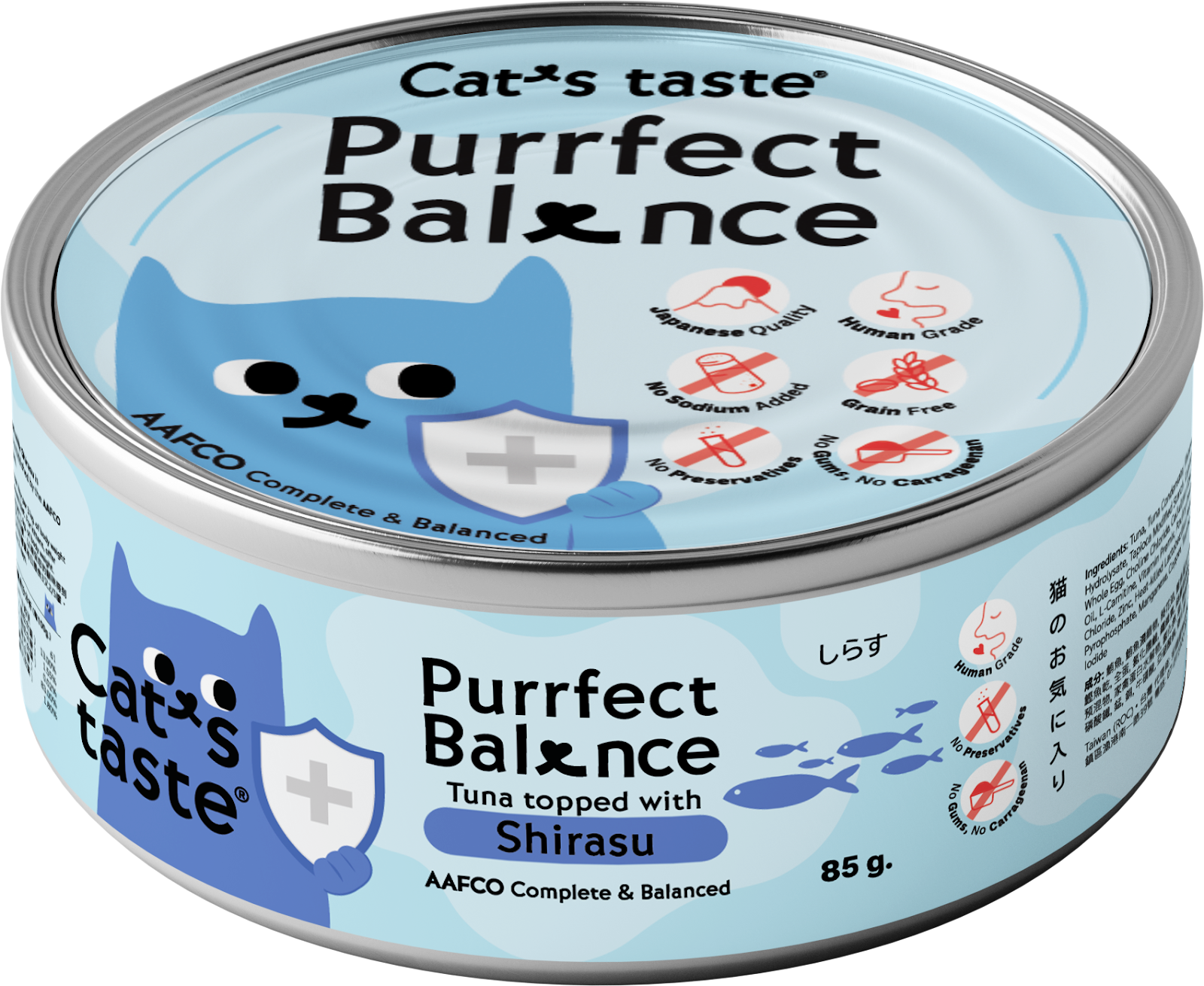 Cat's Taste Purrfect Balance Tuna Topped With Shirasu In Gravy Can Food