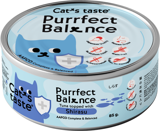 Cat's Taste Purrfect Balance Tuna Topped With Shirasu In Gravy Can Food