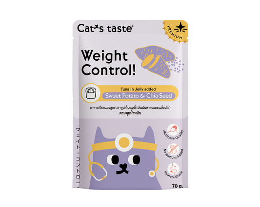 Cat's Taste Tuna In Jelly Added Sweet Potato & Chia Seed For Weight Control (Pouch)