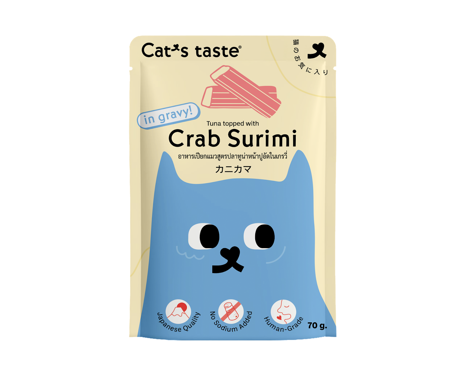 Cat's Taste Tuna Topped With Crab Surimi In Gravy (Pouch) 70g