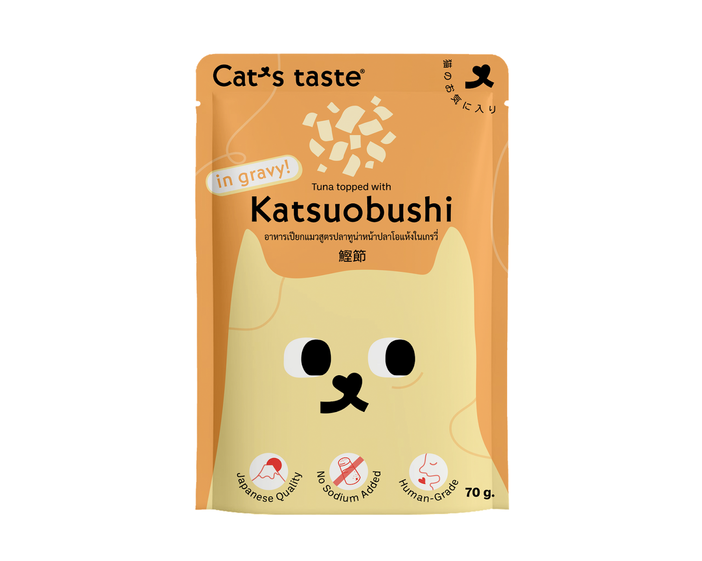 Cat's Taste Tuna Topped With Katsuobushi In Gravy (Pouch) 70g