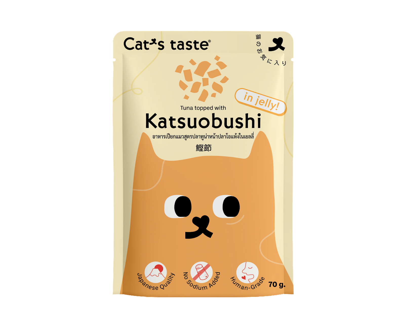 Cat's Taste Tuna Topped With Katsuobushi In Jelly (Pouch) 70g