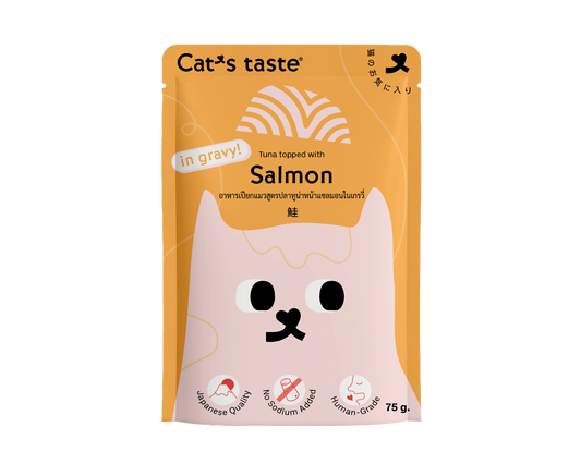 Cat's Taste Tuna Topped With Salmon In Gravy (Pouch) 75g