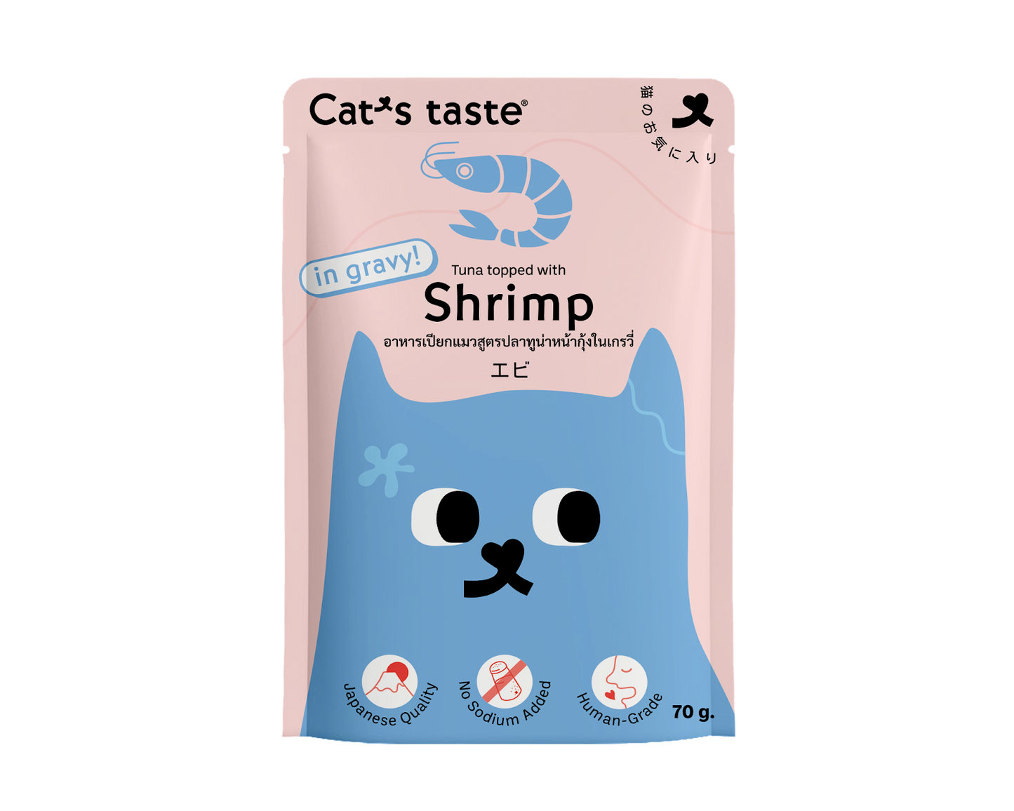 Cat's Taste Tuna Topped With Shrimp In Gravy (Pouch) 70g